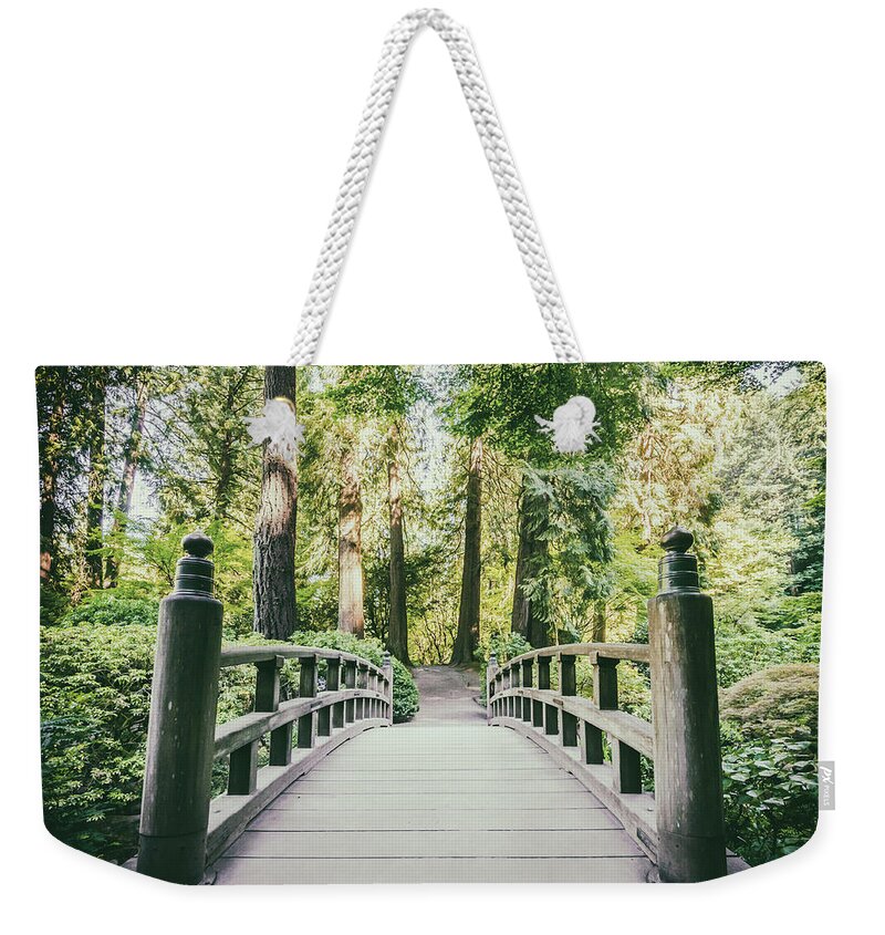 Beautiful Weekender Tote Bag featuring the photograph Portland Japanese Garden Bridge by Anthony Doudt