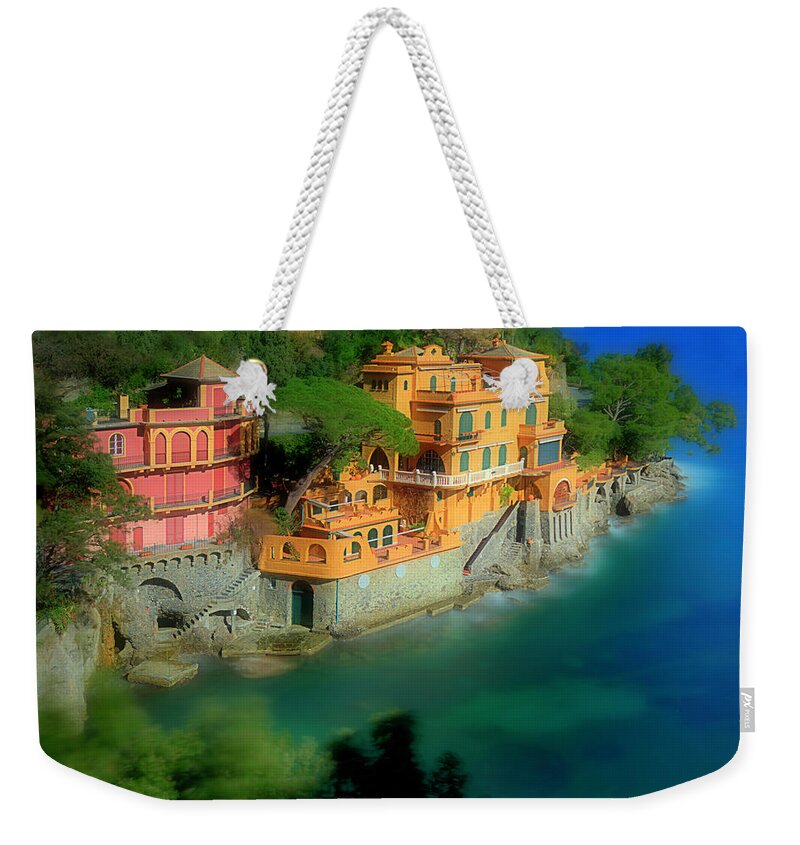 Portofino Weekender Tote Bag featuring the photograph Portofino Park Bay by Enrico Pelos