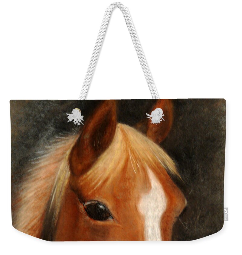 Portrait Of A Horse Weekender Tote Bag featuring the painting Portrait Of A Horse by Jasna Dragun
