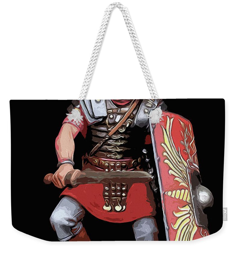 Roman Legion Weekender Tote Bag featuring the painting Portrait of a Roman Legionary - 07 by AM FineArtPrints