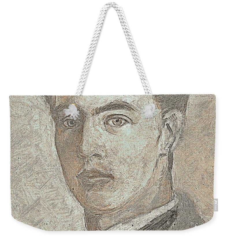 Man Weekender Tote Bag featuring the painting Portrait of a young artist 3 by Celestial Images