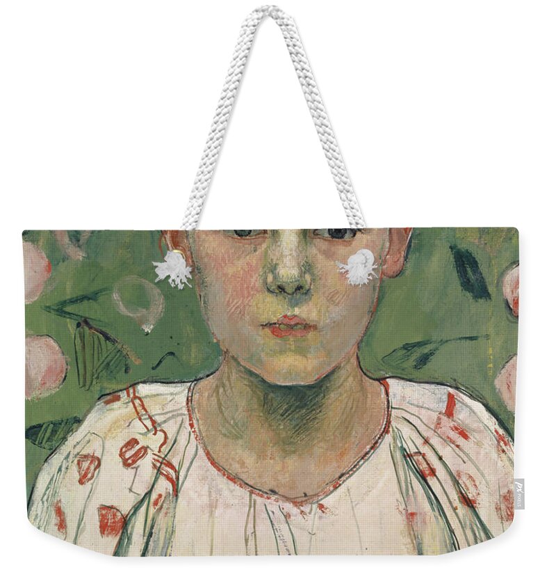 Young Weekender Tote Bag featuring the painting Portrait of Kathe von Bach in the Garden by Ferdinand Hodler
