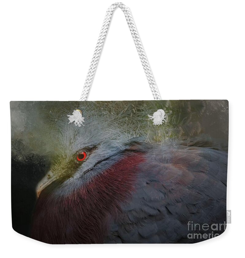 Victoria Crowned Pigeon Weekender Tote Bag featuring the photograph Portrait of Victoria Crowned Pigeon by Eva Lechner