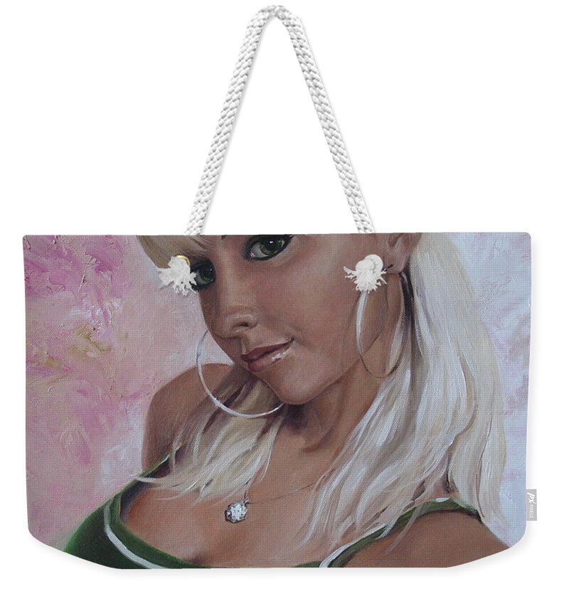 Ignatenko Weekender Tote Bag featuring the painting Portrait of young lady3 by Sergey Ignatenko