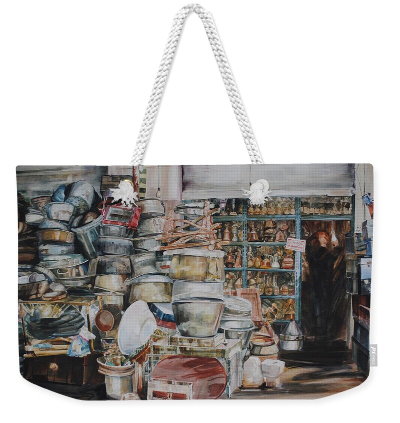 Pots Weekender Tote Bag featuring the painting Pot-Pourii by P Anthony Visco