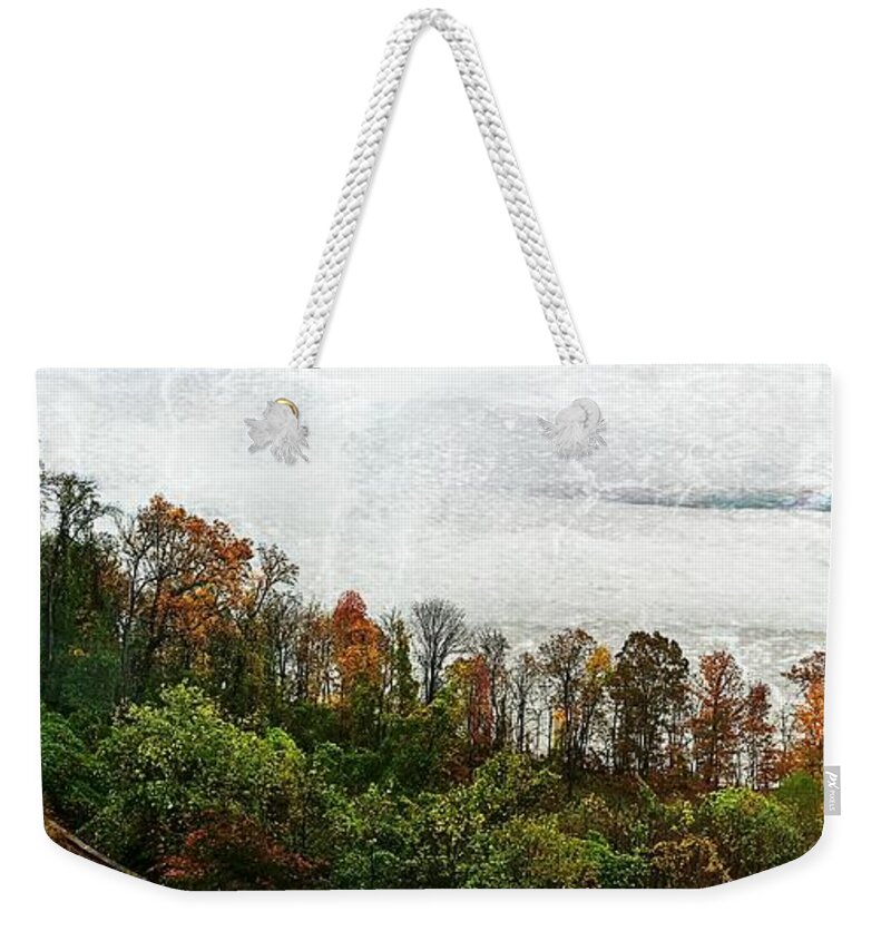 Potomac Weekender Tote Bag featuring the photograph Potomac Overlook by Kathy Strauss