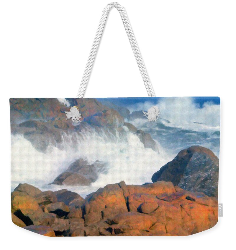 Incoming Wave Weekender Tote Bag featuring the photograph Pounding Surf by Frank Wilson