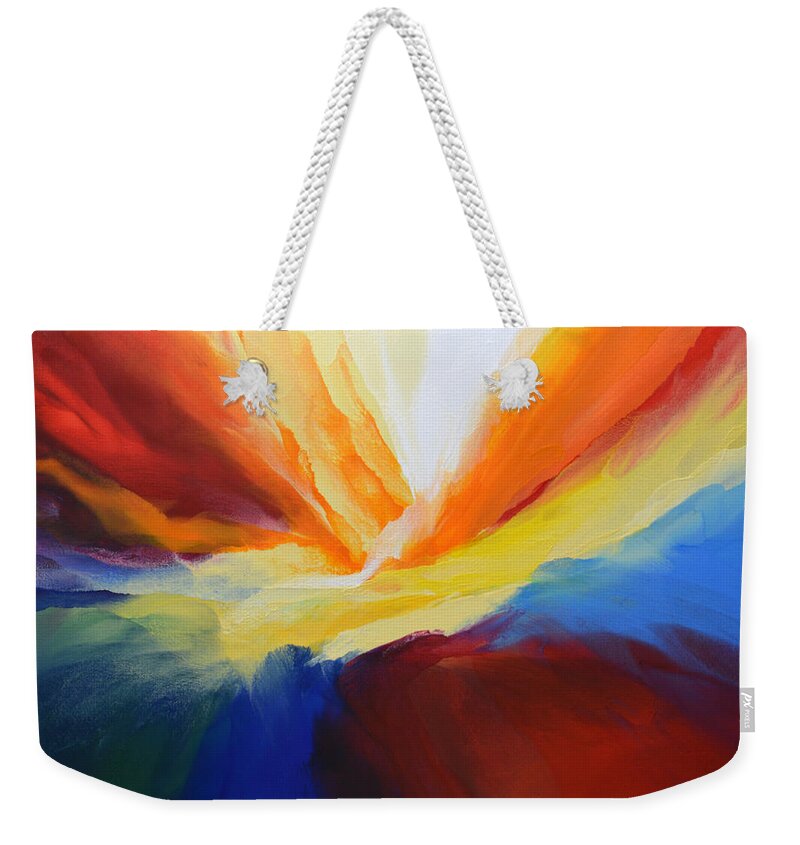 Pour Weekender Tote Bag featuring the painting Pour Out Your Heart by Linda Bailey