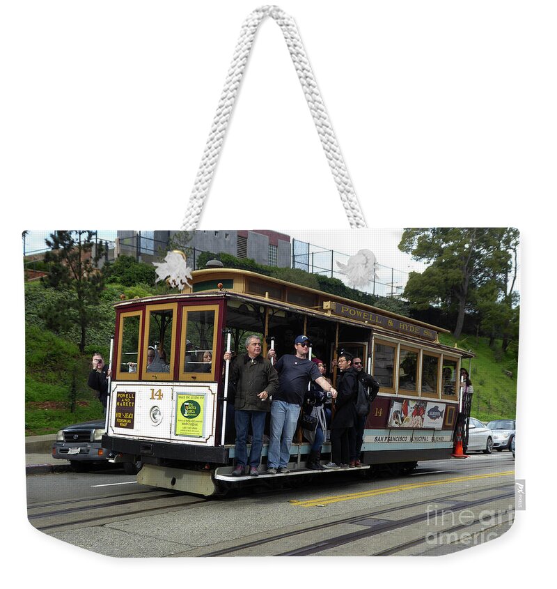 Cable Car Weekender Tote Bag featuring the photograph Powell and Market Street Trolley by Steven Spak