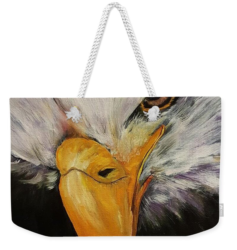 Bald Eagle Weekender Tote Bag featuring the painting Power and Strength  64 by Cheryl Nancy Ann Gordon