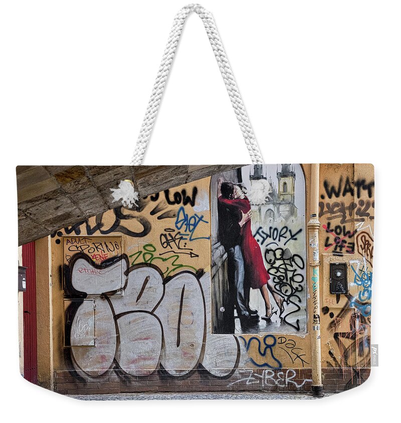 Czech Weekender Tote Bag featuring the photograph Prague Graffiti and Wall Art by Stuart Litoff