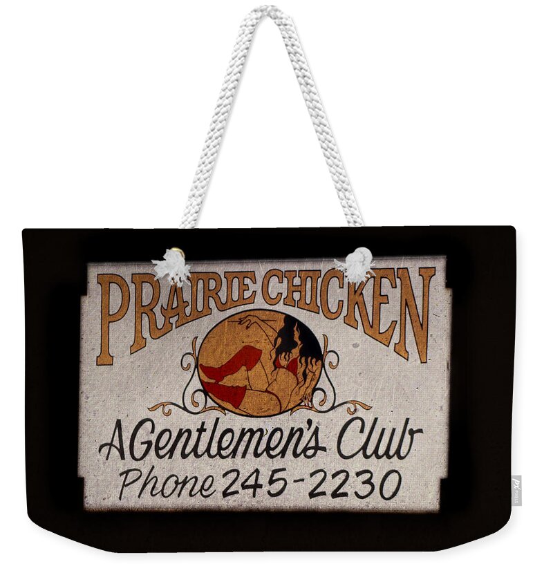  Weekender Tote Bag featuring the photograph Prairie Chicken Gentlemen's Club by Cathy Anderson