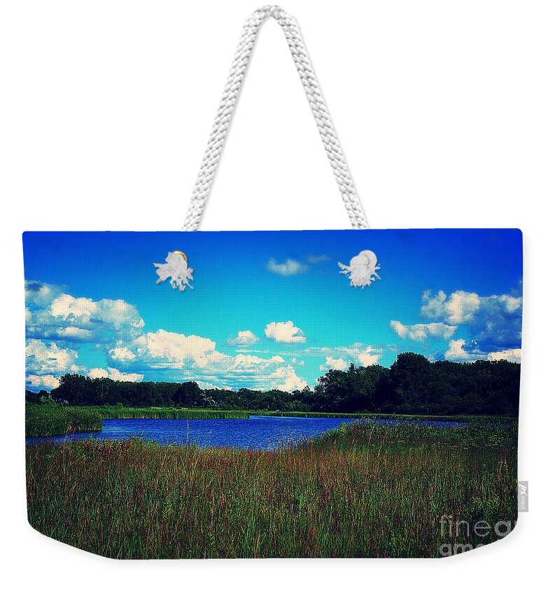Landscape Weekender Tote Bag featuring the photograph Prairie Lake by Frank J Casella