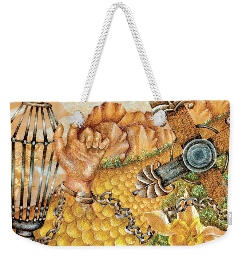 Colored Pencil Drawing Weekender Tote Bag featuring the drawing Preacher's Kid by Katia Von Kral