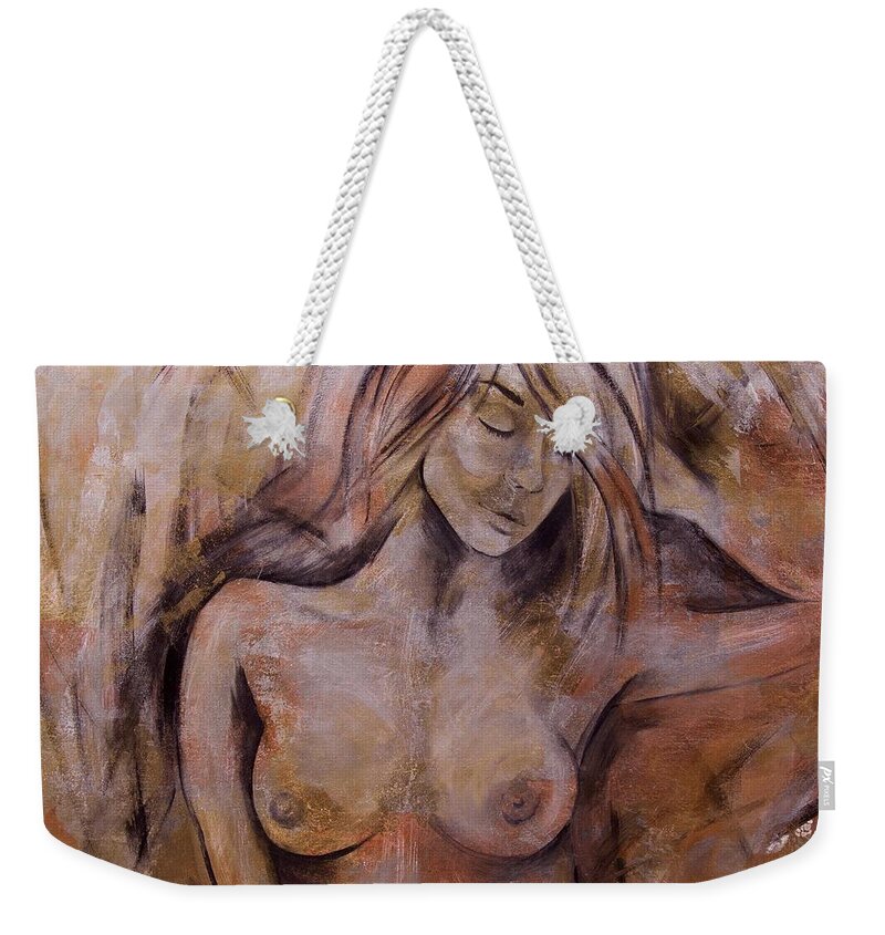 Precious Metals I Weekender Tote Bag featuring the painting Precious Metals I by Debi Starr