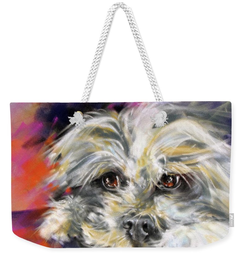 Animal Weekender Tote Bag featuring the painting 'Precious' by Rae Andrews