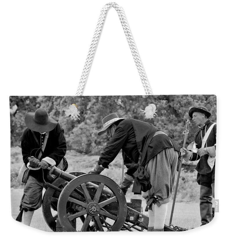 Cannon Weekender Tote Bag featuring the photograph Preparing The Cannon by Linsey Williams