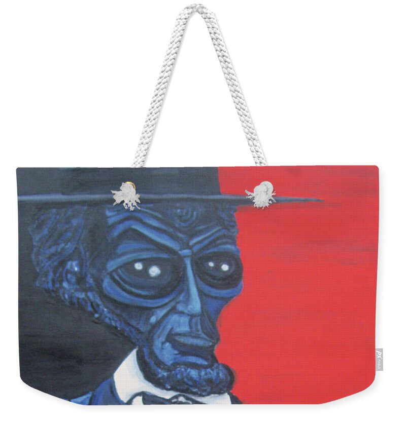 President Lincoln Weekender Tote Bag featuring the painting President Alienham Lincoln by Similar Alien