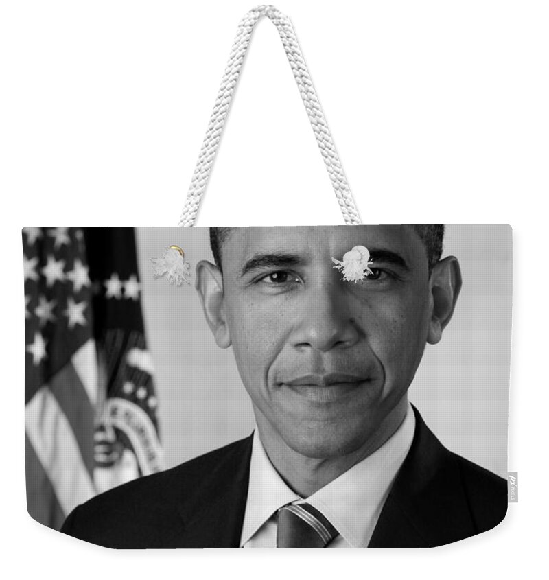 Obama Weekender Tote Bag featuring the photograph President Barack Obama - Official Portrait by War Is Hell Store