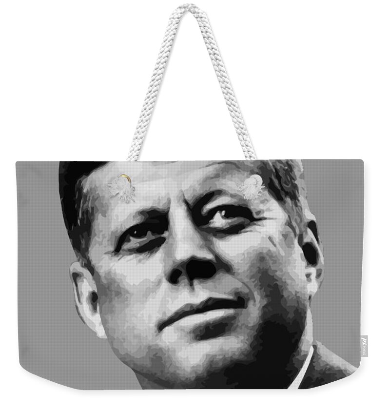 John Kennedy Weekender Tote Bag featuring the painting President Kennedy by War Is Hell Store