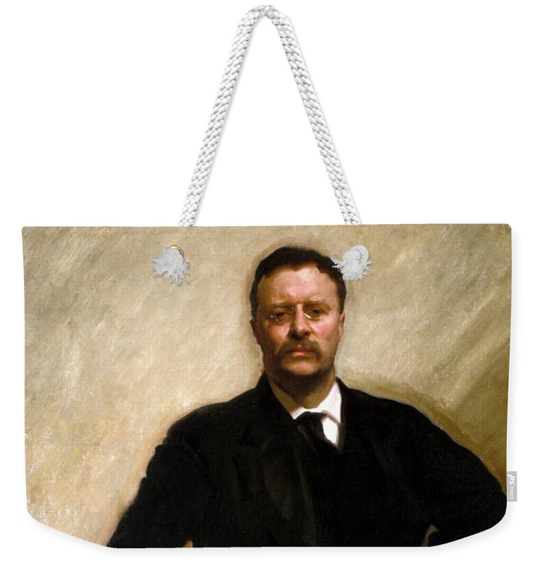 Us Presidents Weekender Tote Bag featuring the painting President Theodore Roosevelt Painting by War Is Hell Store