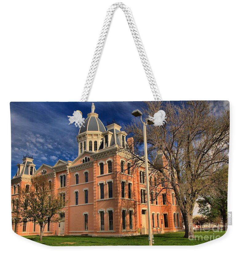 Marfa Weekender Tote Bag featuring the photograph Presidio County Courthouse by Adam Jewell