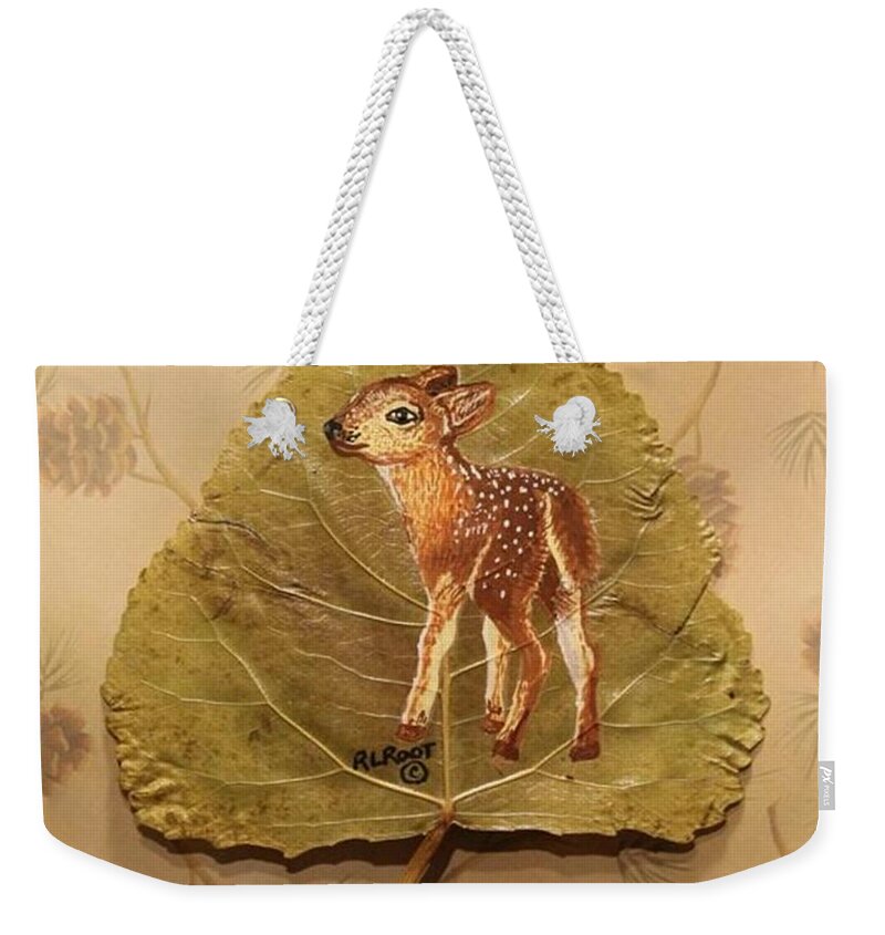 Deer Weekender Tote Bag featuring the painting Pretty Baby Deer by Ralph Root