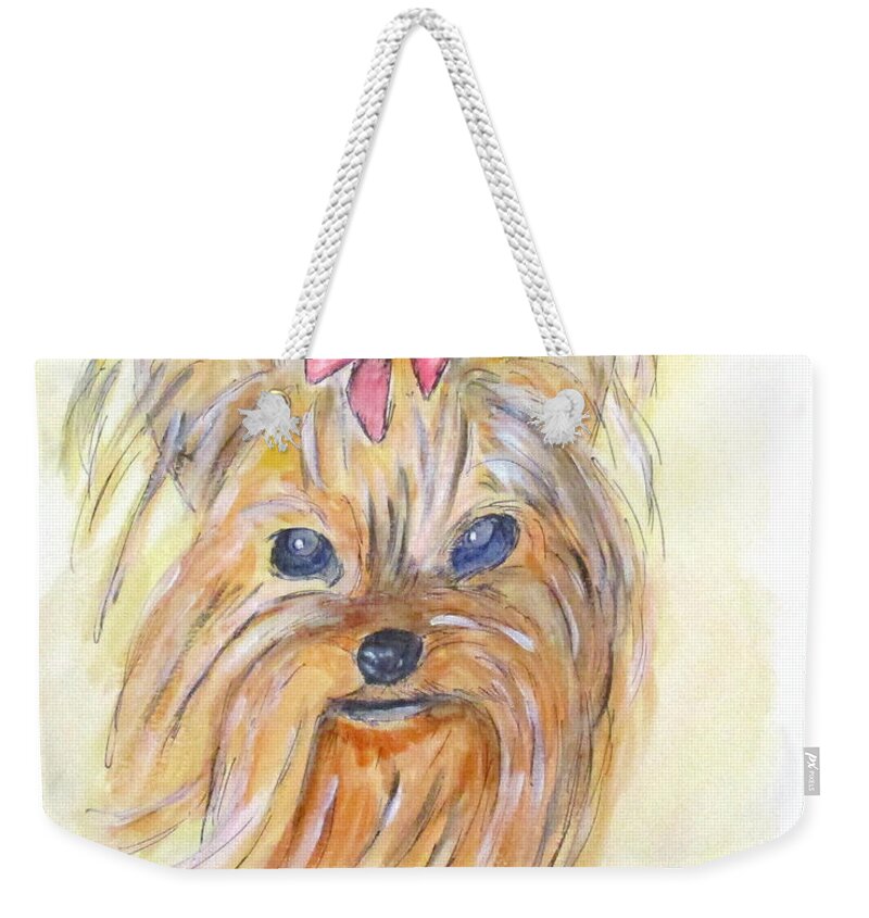 Dogs Weekender Tote Bag featuring the painting Pretty Girl by Clyde J Kell