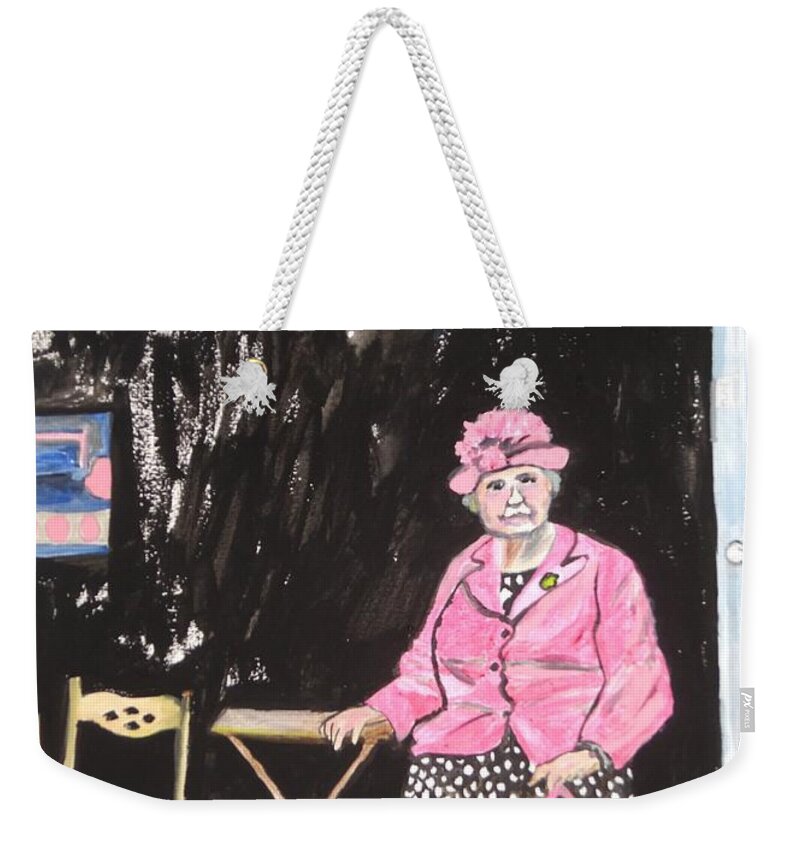Pretty In Pink Weekender Tote Bag featuring the painting Pretty in Pink by Esther Newman-Cohen