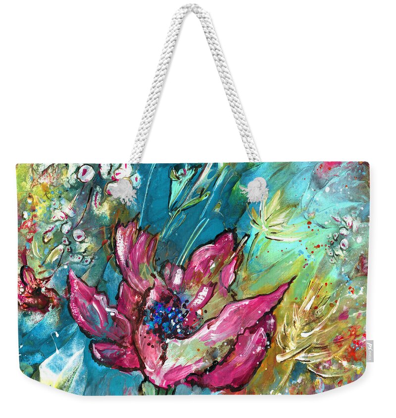 Flowers Weekender Tote Bag featuring the painting Pretty In Pink by Miki De Goodaboom