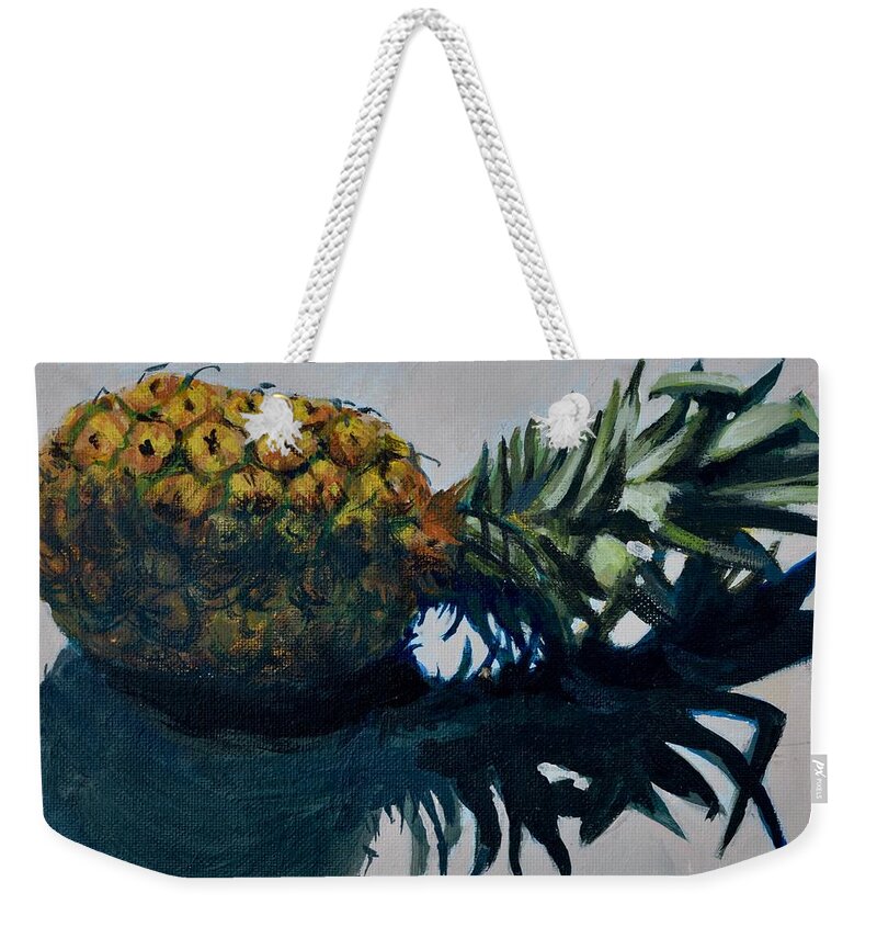Pineapple Weekender Tote Bag featuring the painting Pretty pineapple by Walt Maes