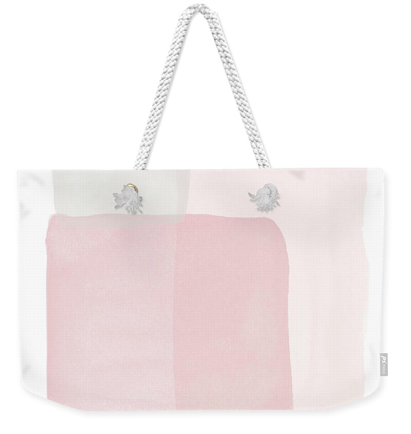 Watercolor Pink Millennial Sage Blush Boxes Watercolor Painting Boho Bohemian Modern Pretty Bathroom Art Bedroom Art Pink Abstract Art Home Decorairbnb Decorliving Room Artbedroom Artcorporate Artset Designgallery Wallart By Linda Woodsart For Interior Designersgreeting Cardpillowtotehospitality Arthotel Artart Licensing Weekender Tote Bag featuring the painting Pretty Pink Boxes 1- Art by Linda Woods by Linda Woods