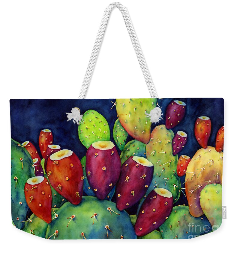Cactus Weekender Tote Bag featuring the painting Prickly Pear by Hailey E Herrera
