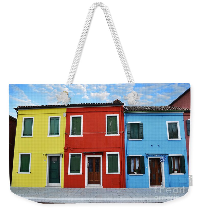 Burano Weekender Tote Bag featuring the photograph Primary Colors Too Burano Italy by Rebecca Margraf