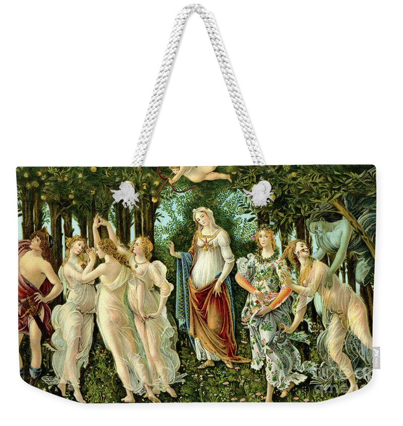 Sandro Botticelli Weekender Tote Bag featuring the painting Primavera or Spring by Sandro Botticelli