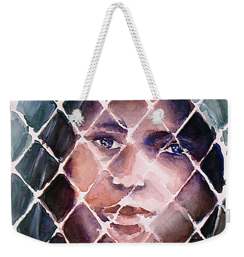 Prims Weekender Tote Bag featuring the painting Prism Girl by Allison Ashton