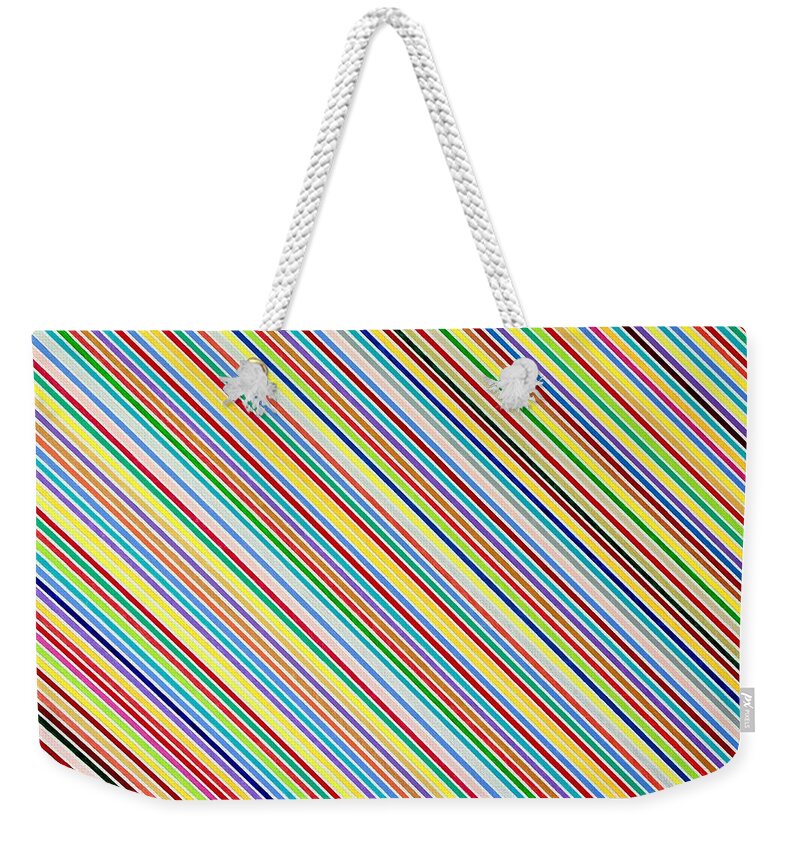 Geometric Weekender Tote Bag featuring the painting Prism Rain by Thomas Gronowski