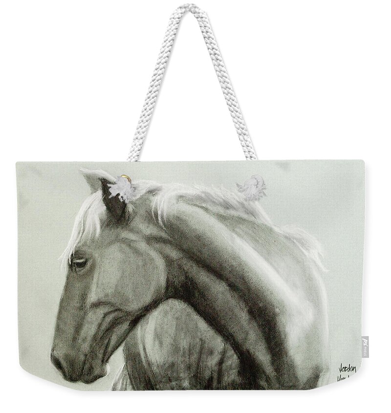 Horse Weekender Tote Bag featuring the drawing Profile of a Horse by Jordan Henderson