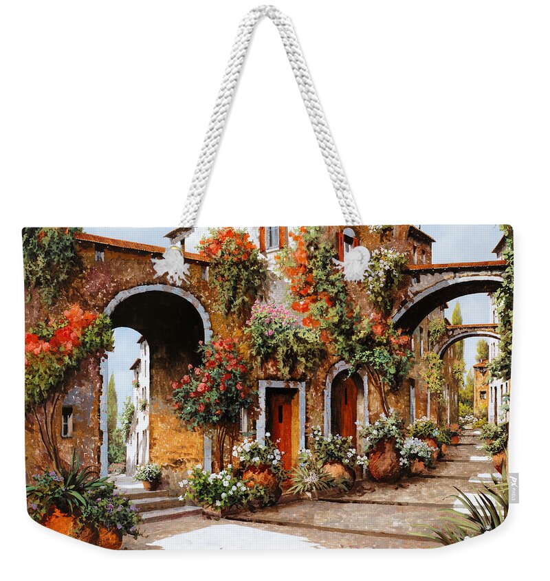 Landscape Weekender Tote Bag featuring the painting Profumi Di Paese by Guido Borelli