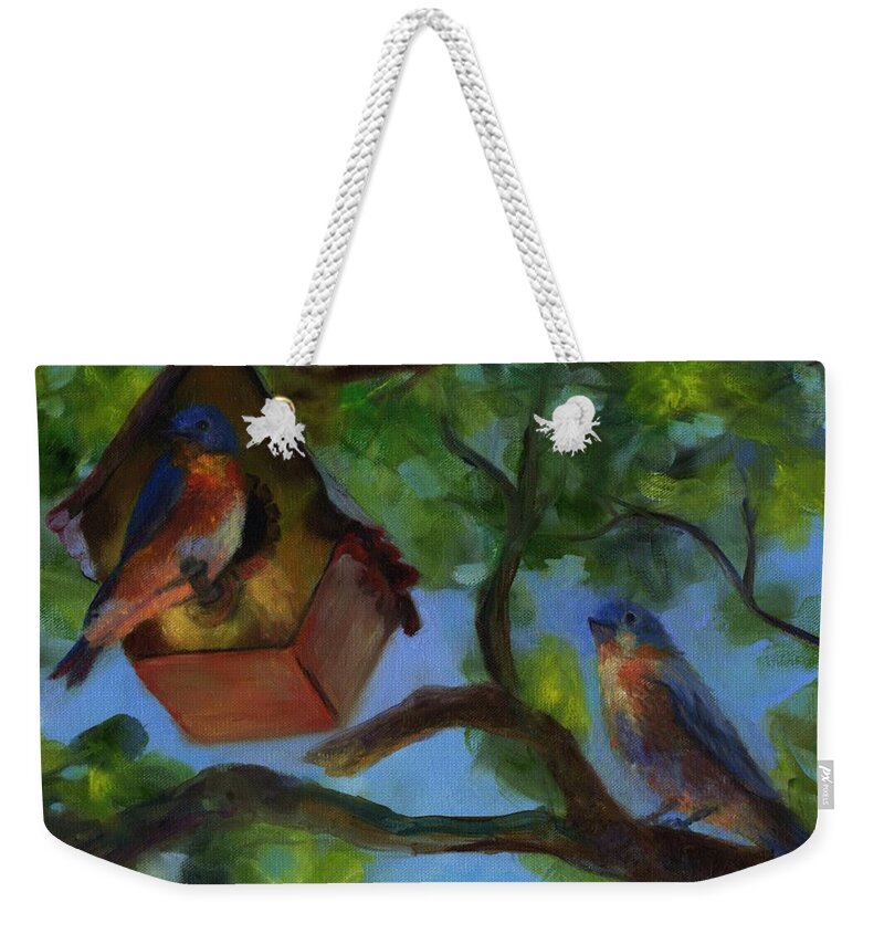 Oil Painting Weekender Tote Bag featuring the painting Proud Parents by Susan Hensel