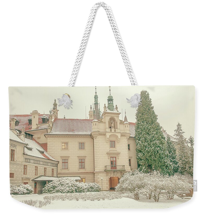 Jenny Rainbow Fine Art Photography Weekender Tote Bag featuring the photograph Pruhonice Castle in Winter by Jenny Rainbow