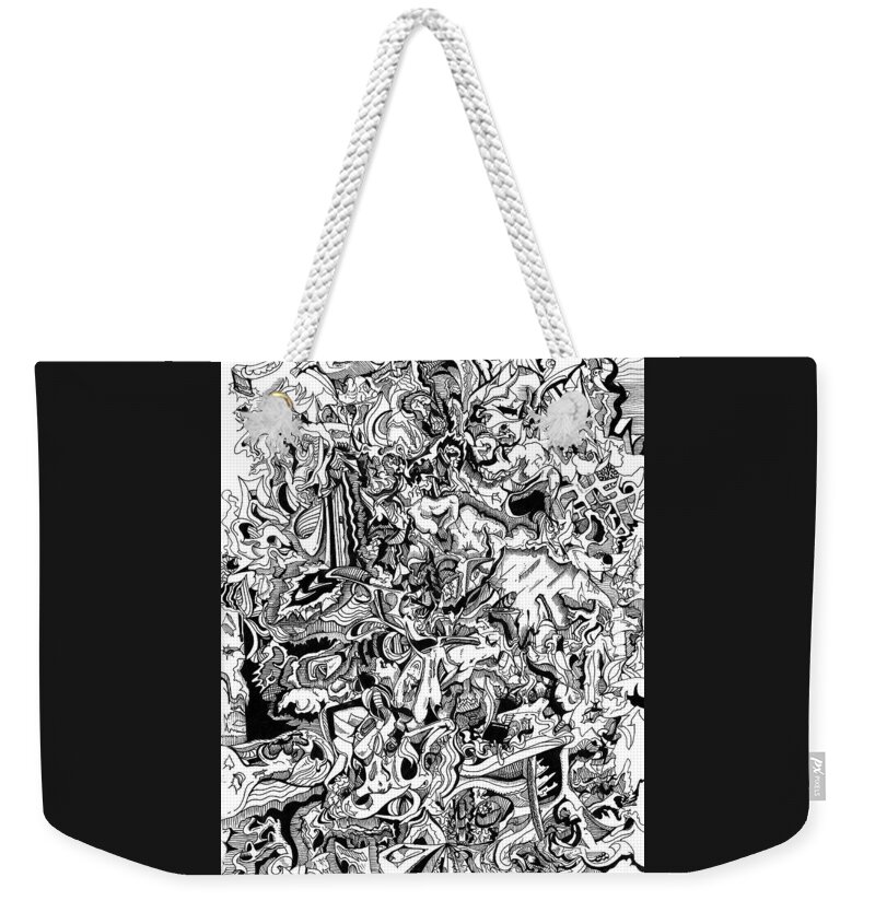 Psychedelic Abstract Weekender Tote Bag featuring the drawing Psychedelic Drawing by Joe Michelli