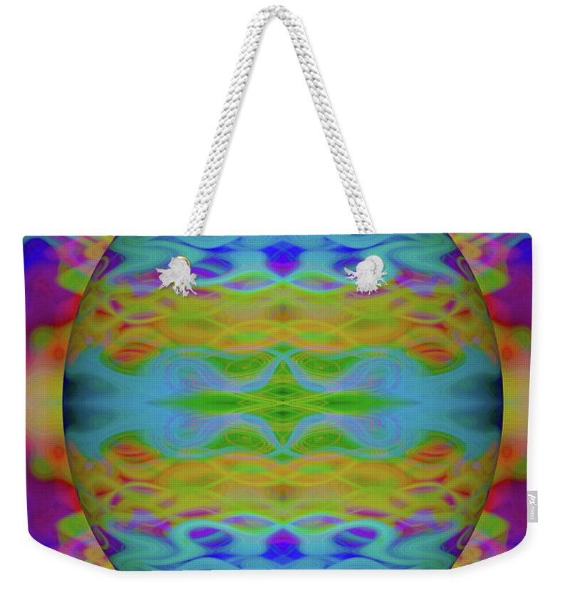 Blue Weekender Tote Bag featuring the photograph Psychedelic Egg Groovy by Chellie Bock