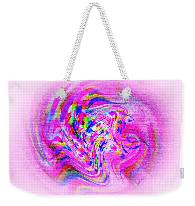 Digital Art Weekender Tote Bag featuring the digital art Psychedelic Swirls on Lollypop Pink by Kaye Menner