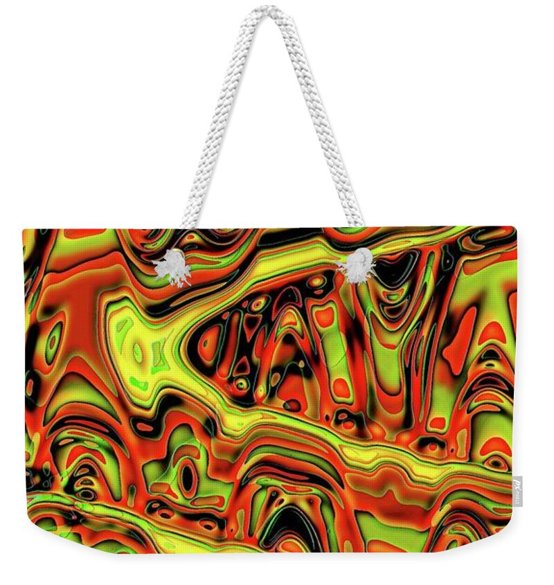 Abstract Weekender Tote Bag featuring the digital art Psycho Tsunami by Ronald Bissett