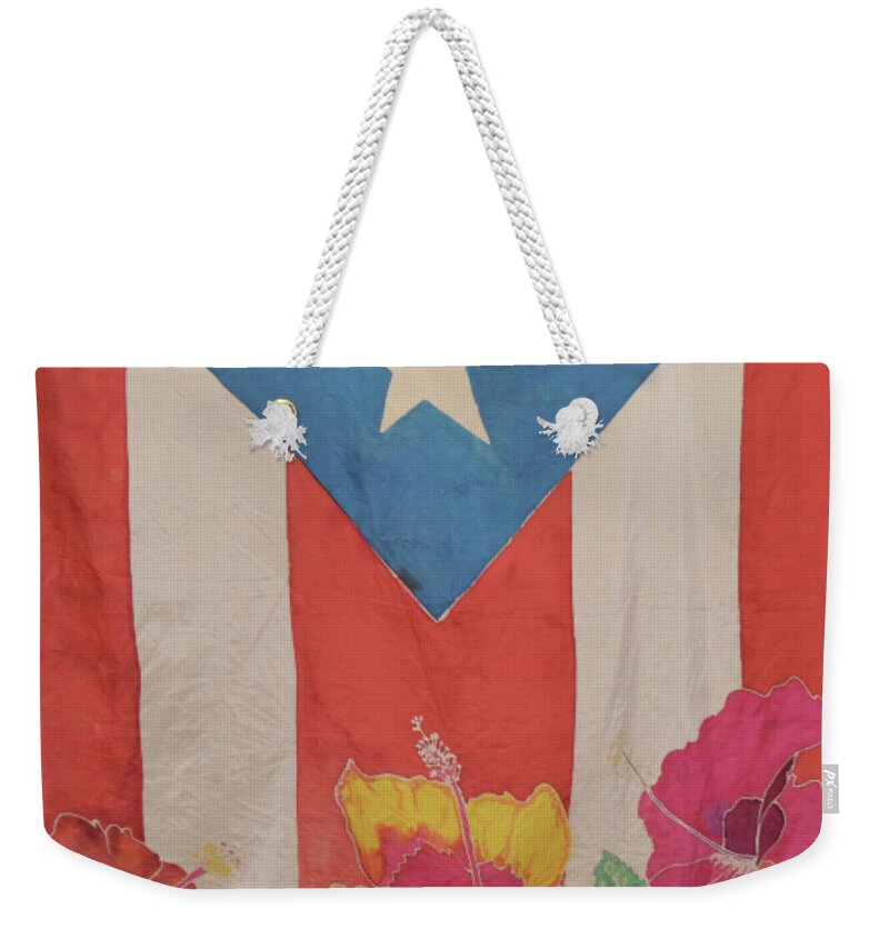 Puerto Rican Flag Weekender Tote Bag featuring the tapestry - textile Puerto Rican Flag by Melissa Torres