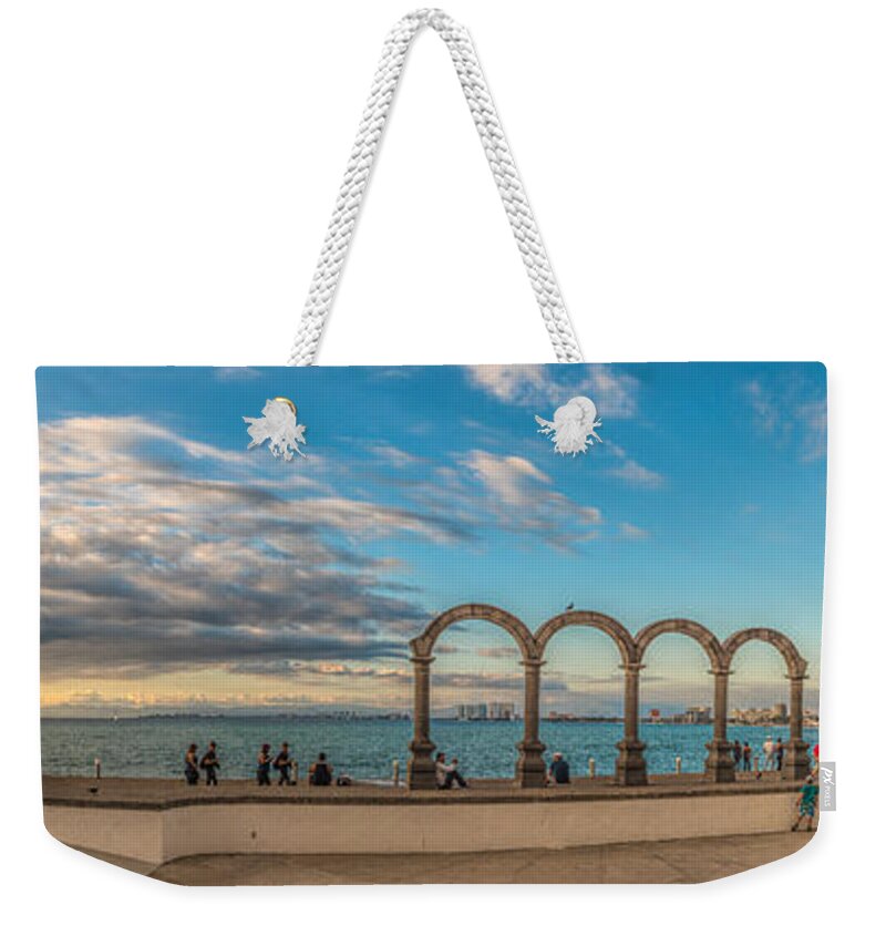 Arches Weekender Tote Bag featuring the photograph Puerto Vallarta Malecon by Paul LeSage