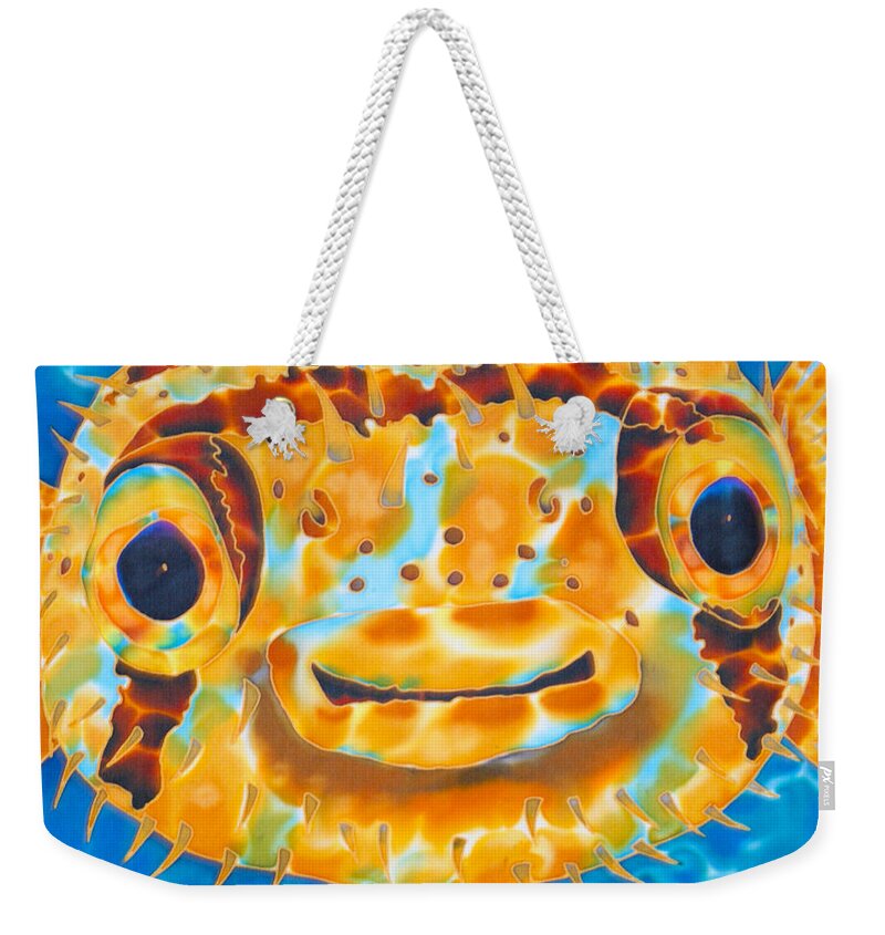 Fish Art Weekender Tote Bag featuring the painting Puffer Fish by Daniel Jean-Baptiste