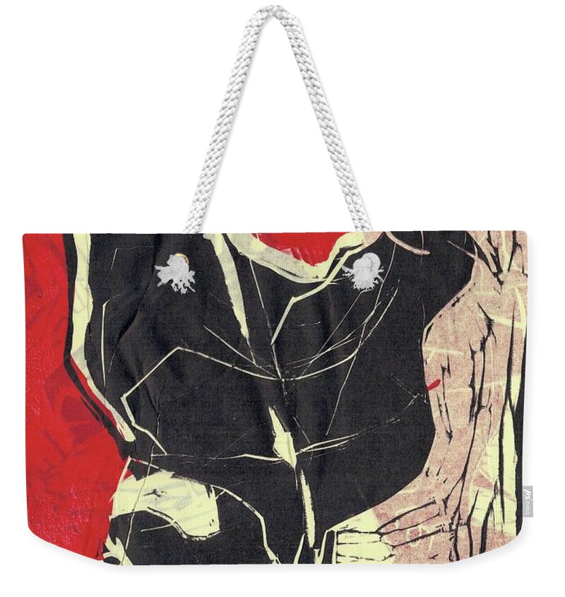 Chicken Weekender Tote Bag featuring the relief Pugmire CD back sheet by Edgeworth Johnstone