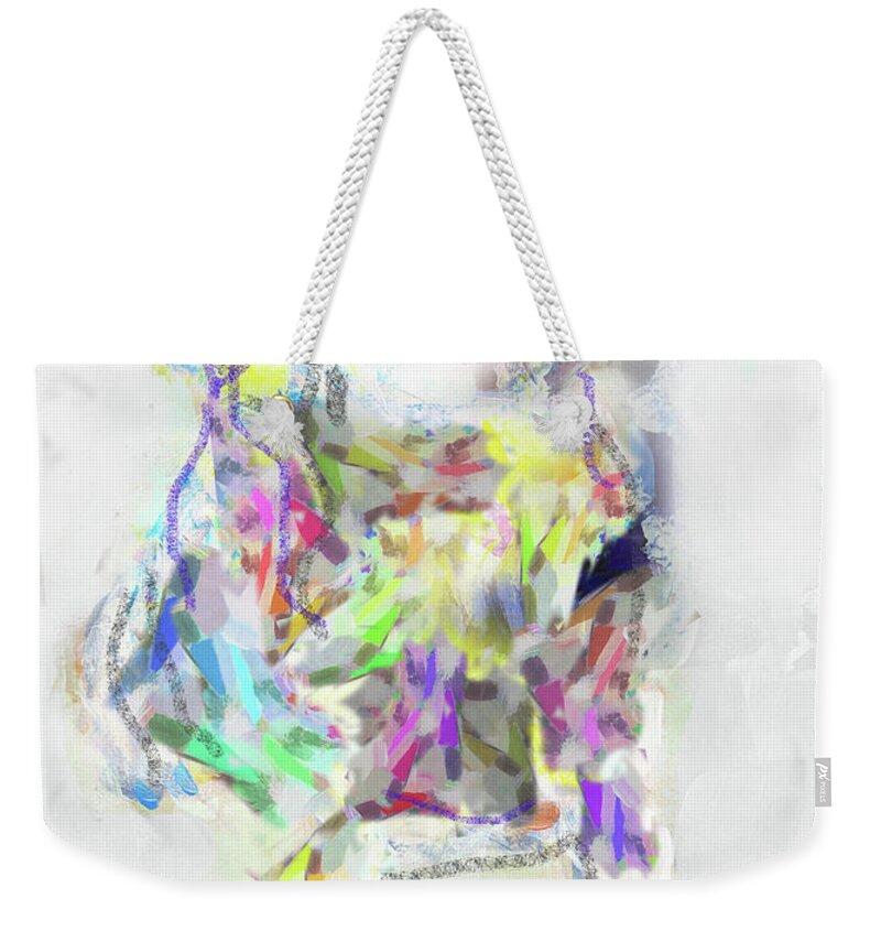 Neon Weekender Tote Bag featuring the painting Puppy with ball by Claudia Schoen